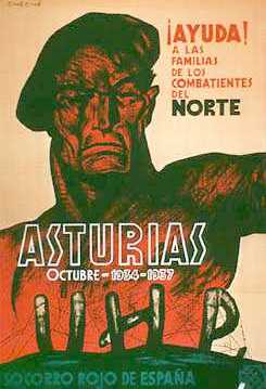 Cartel de 1937 del Socorro Rojo de España, en plena guerra civil, que demuestra la continuidad con octubre de 1934