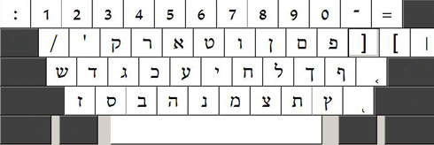 un teclado hebreo
