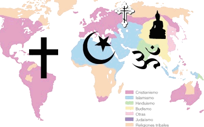 Mapa de religiones del mundo