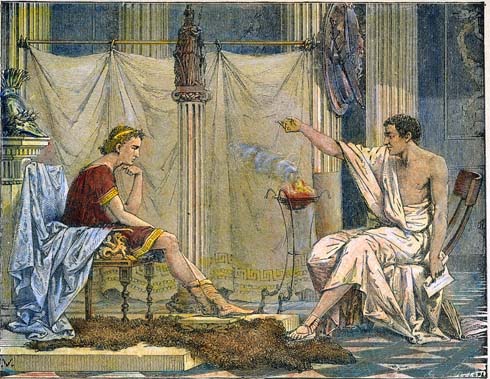 Aristóteles y su pupilo Alejandro