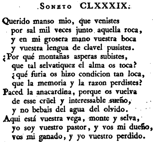 El soneto CLXXXIX de Lope en la edición de Madrid 1776