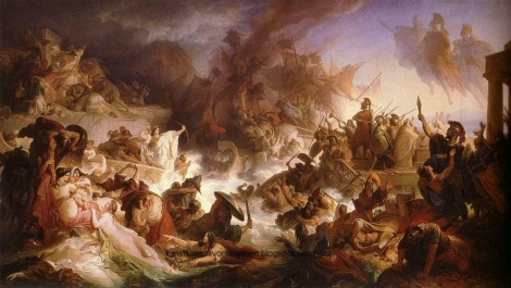 Batalla de Salamina, 480 a. C. Pintura de Wilhelm von Kaulbach, 1805-1874