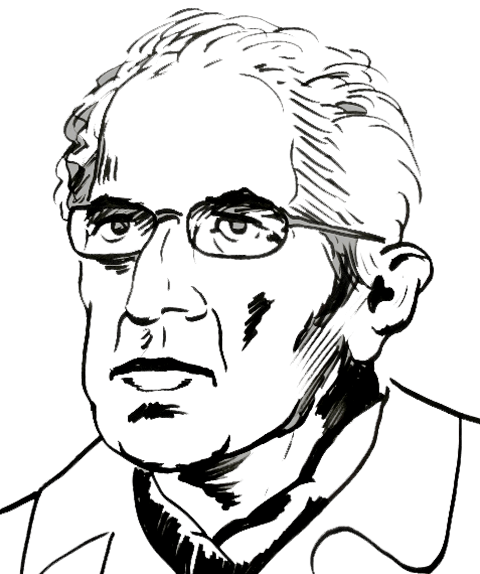 Retrato a tinta de Gustavo Bueno, por José Antonio Cabo