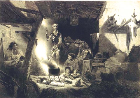 Don Quijote en una posada, Célestin Nanteuil, 1855